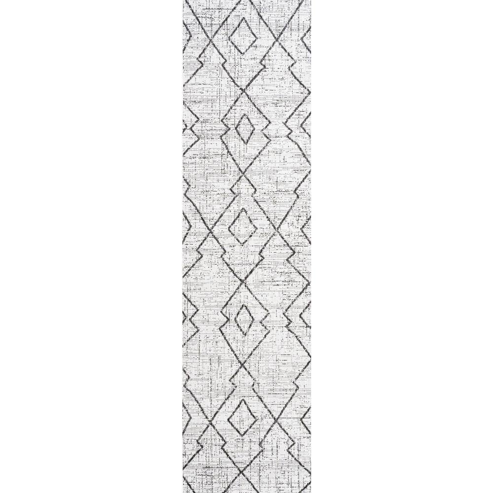Ivory/Black Synthetic Diamond Trellis Handmade Area Rug