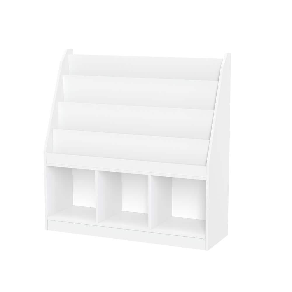 White Adjustable Kids Bookrack with Cubbies