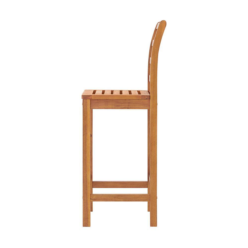 Brandon 3-Piece Natural Acacia Wood Outdoor Bar Height Bistro Set