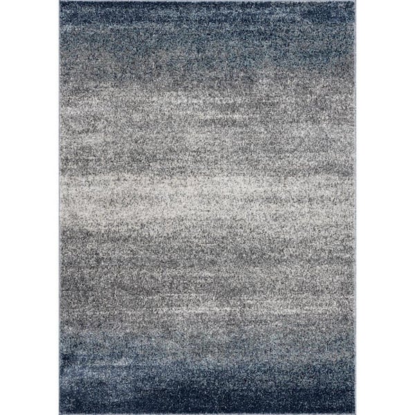 LUXE WEAVERS Lagos Collection Blue 4x5 Modern Ombre Polypropylene Area Rug