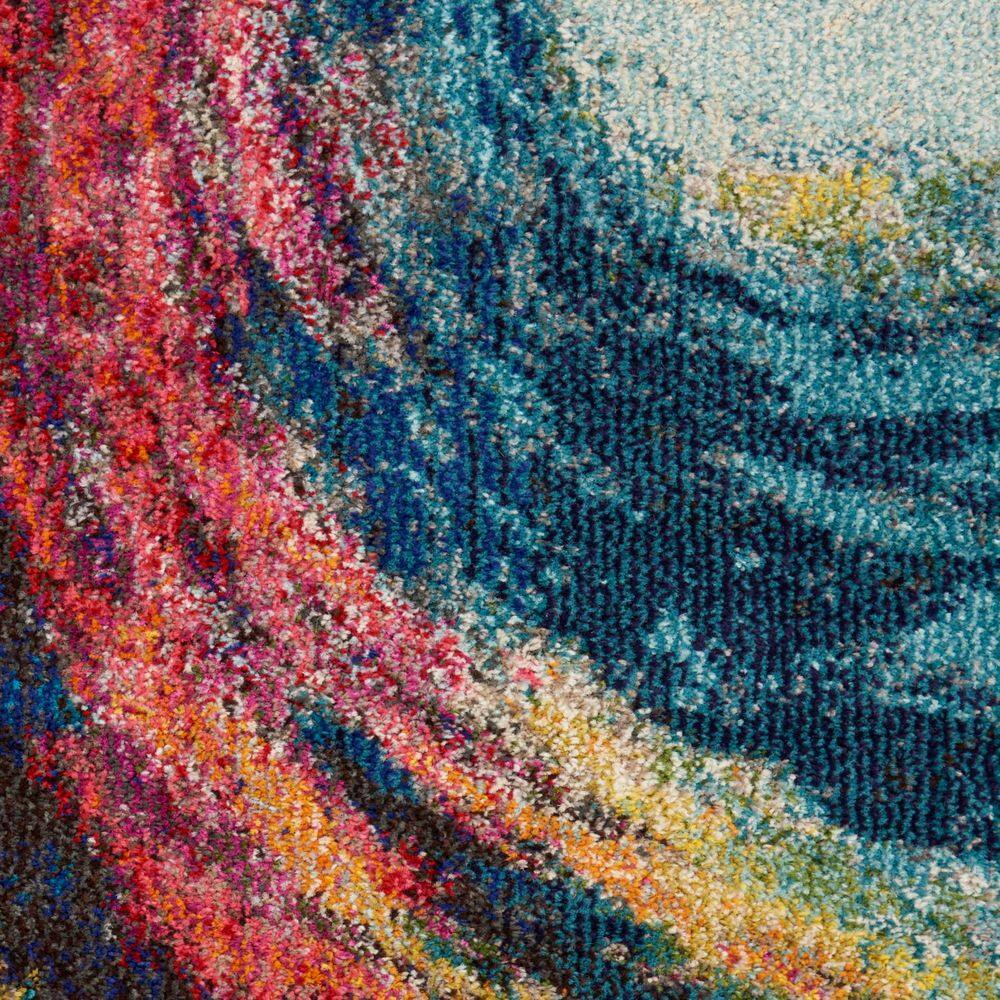 Celestial Waves Multicolor Abstract Round Rug, 7'10"