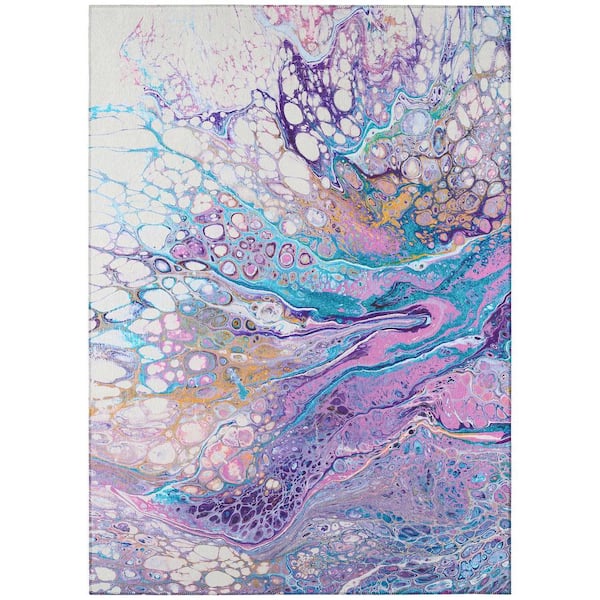 Karina Purple 9 ft. x 12 ft. Geometric Indoor/Outdoor Area Rug