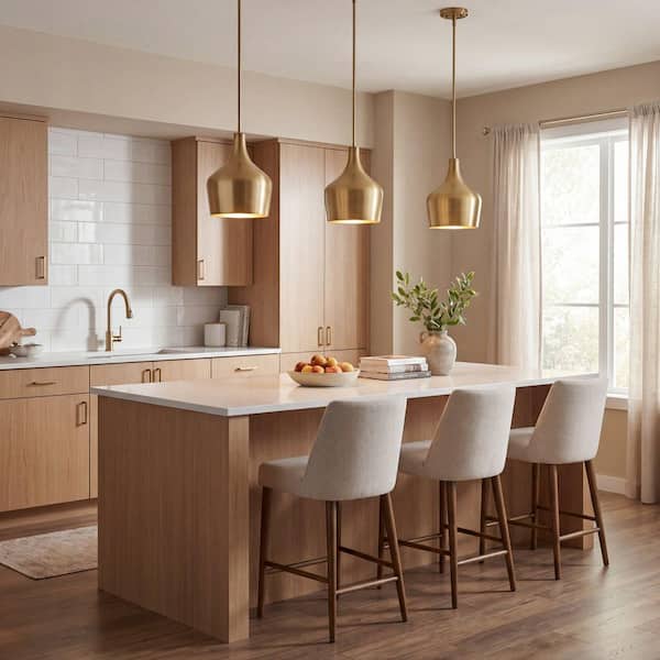 真鍮ランプ AIOT! ver Natal Design Savoy House Meridian 10.5 in. W x 14 in. H 1-Light Natural Brass