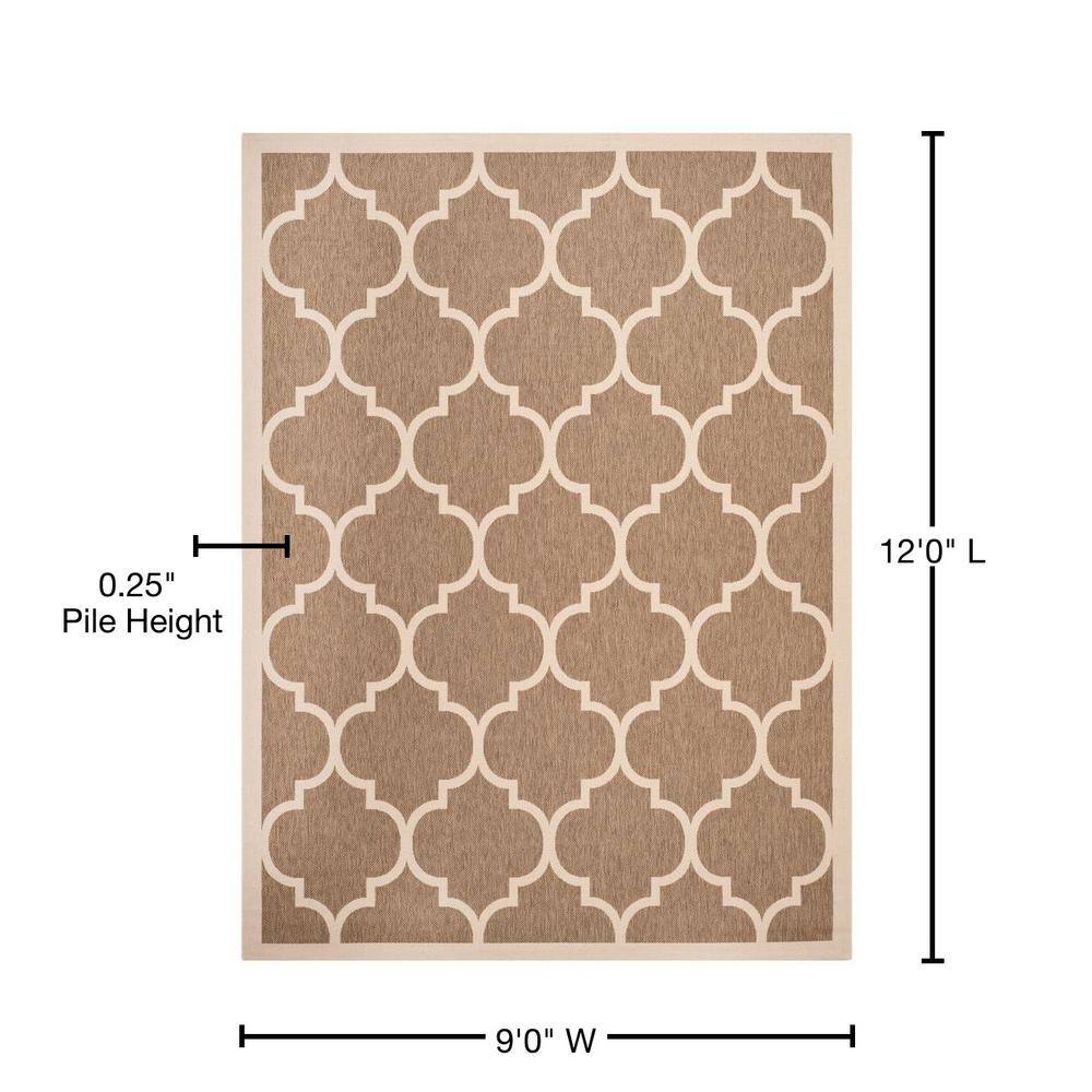 Reversible Blue and Bone Quatrefoil 9' x 12' Indoor/Outdoor Rug