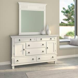 Winchester 43 in. W x 44 in. H Wood White Frame Vanity Mirror
