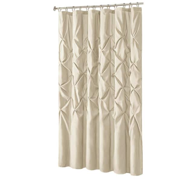 Afoxsos 72.00 in. W x 72.00 in. L Tufted Semi-Sheer Polyester Shower Curtain in Beige