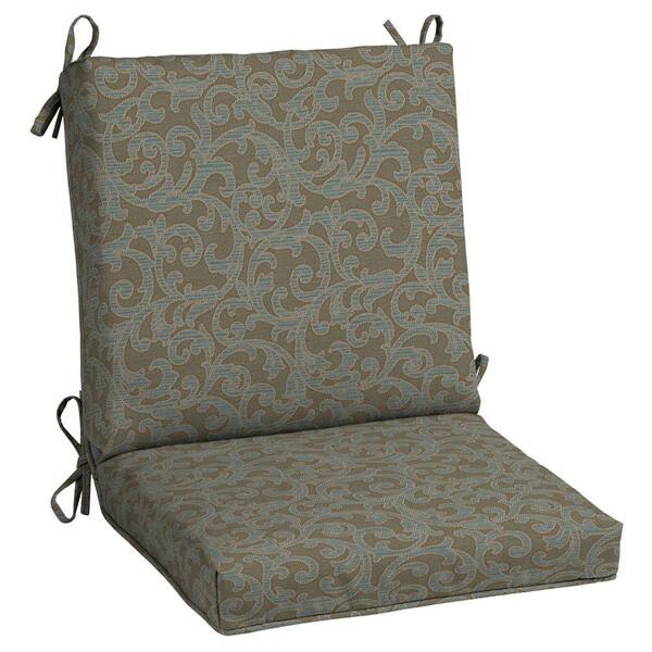 Hampton Bay Waterfall Scroll Quick Dry Mid Back Outdoor Chair Cushion