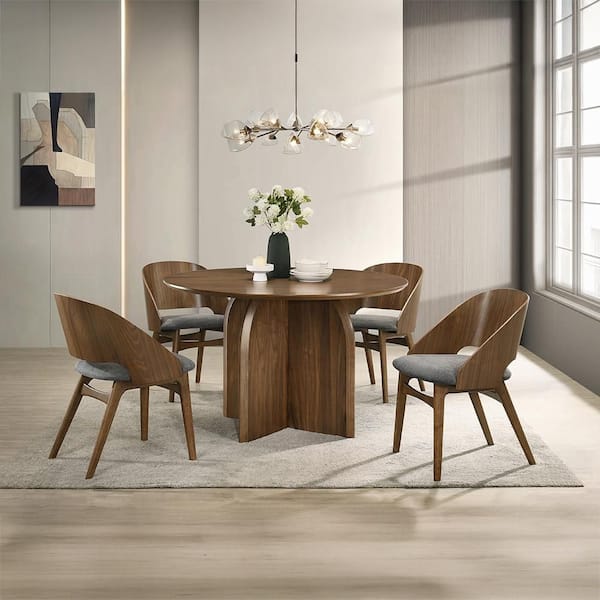 Novella Dark Walnut Fabric Side Chair Set of 2