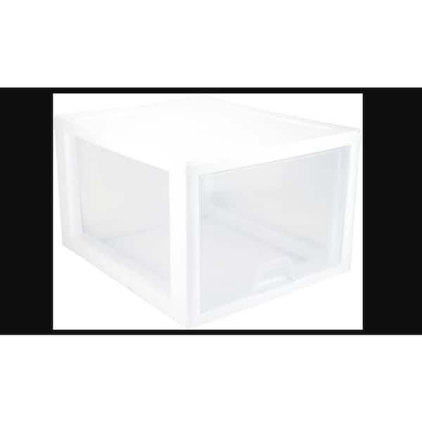 8 Pack Clear Sterilite 27-Quart Single Box Modular Stacking Storage Container