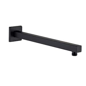 16 in. Square Wall Mount Shower Arm and Flange in Matte Black