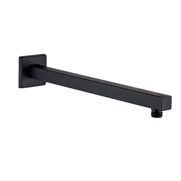 RAINLEX 16 in. Square Wall Mount Shower Arm and Flange in Matte Black