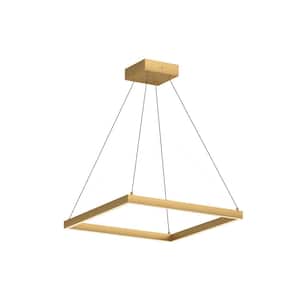 Piazza 24 in. 1 Light 50-Watt Brushed Gold Integrated LED Pendant Light