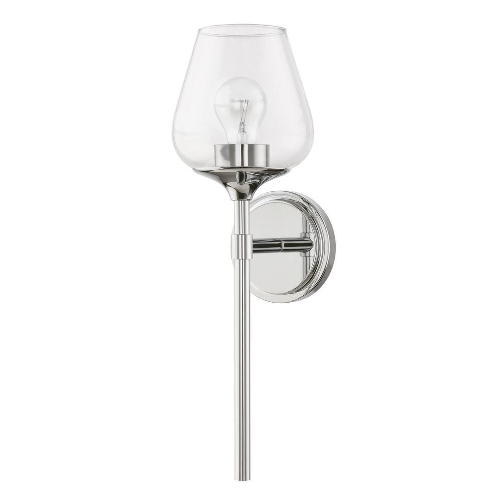 Elegant Chrome Vanity Sconce with Clear Glass Shade