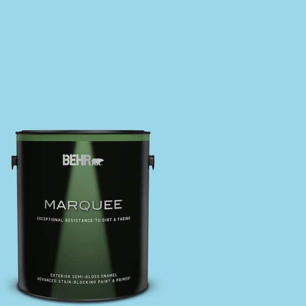 BEHR MARQUEE 1 gal. #P490-2 Blue Sarong Semi-Gloss Enamel Exterior Paint & Primer