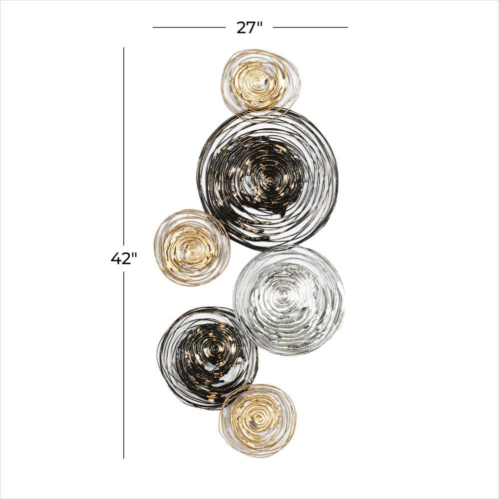 42" Gold and Silver Metal Spiral Wall Sculpture