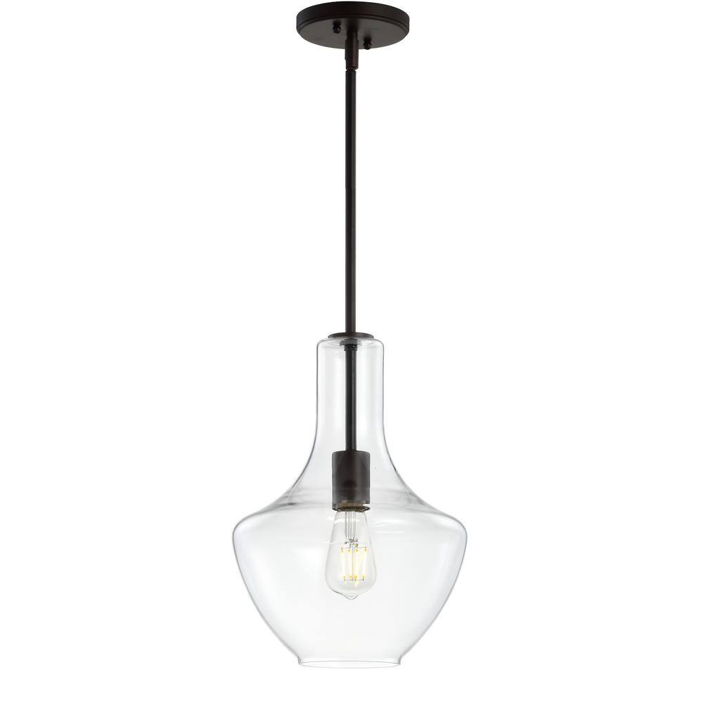 Watts 10.5" Clear Glass and Bronze LED Pendant Light