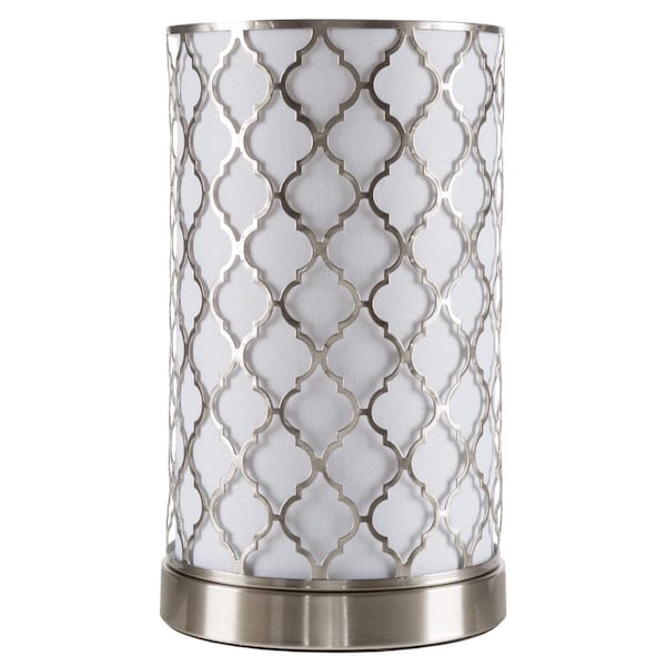 Lavish Home 11.5 in. Steel Uplight Lamp with Quatrefoil Pattern Fabric Shade