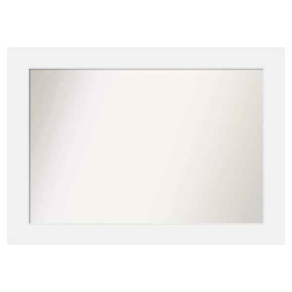 Amanti Art Corvino White 35 in. x 25 in. Custom Non-Beveled Matte Wood Framed Bathroom Vanity Wall Mirror
