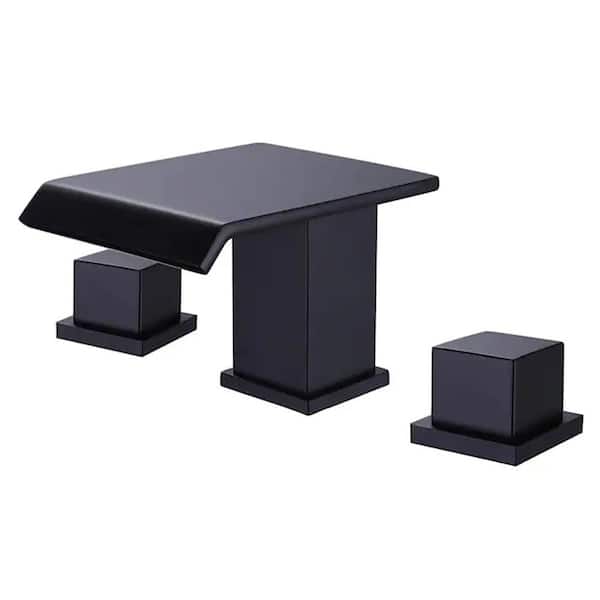 Unbranded 8 in. Widespread 2-Handle Bathroom Faucet with Waterfall in Matte Black