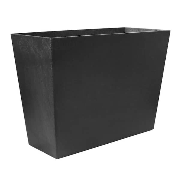Fiorella Black Fiberglass Self-Watering Trough Planter (28 in. L x 13 in. W x 20 in. H)