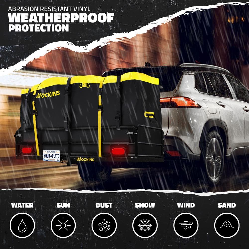 Mockins 60"x24"x14" High Rail Hitch Cargo Carrier with Yellow Bag