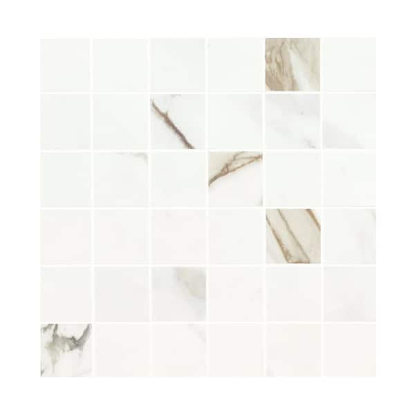 Michella Calacatta Marbella 2in. Square 12in.X 12in.x 0.39in. Matte Porcelain Floor and Wall Mosaic Tile(10 sq.ft./Case)