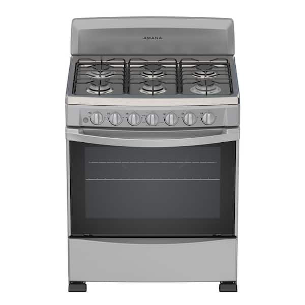 Amana 30 in. 5.1 cu. ft. 6 Burner Freestanding Gas Range in Stainless Steel