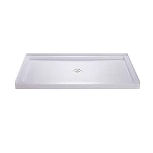 SlimLine 54 in. x 36 in. Single Threshold Alcove Shower Pan Base in White with Center Drain