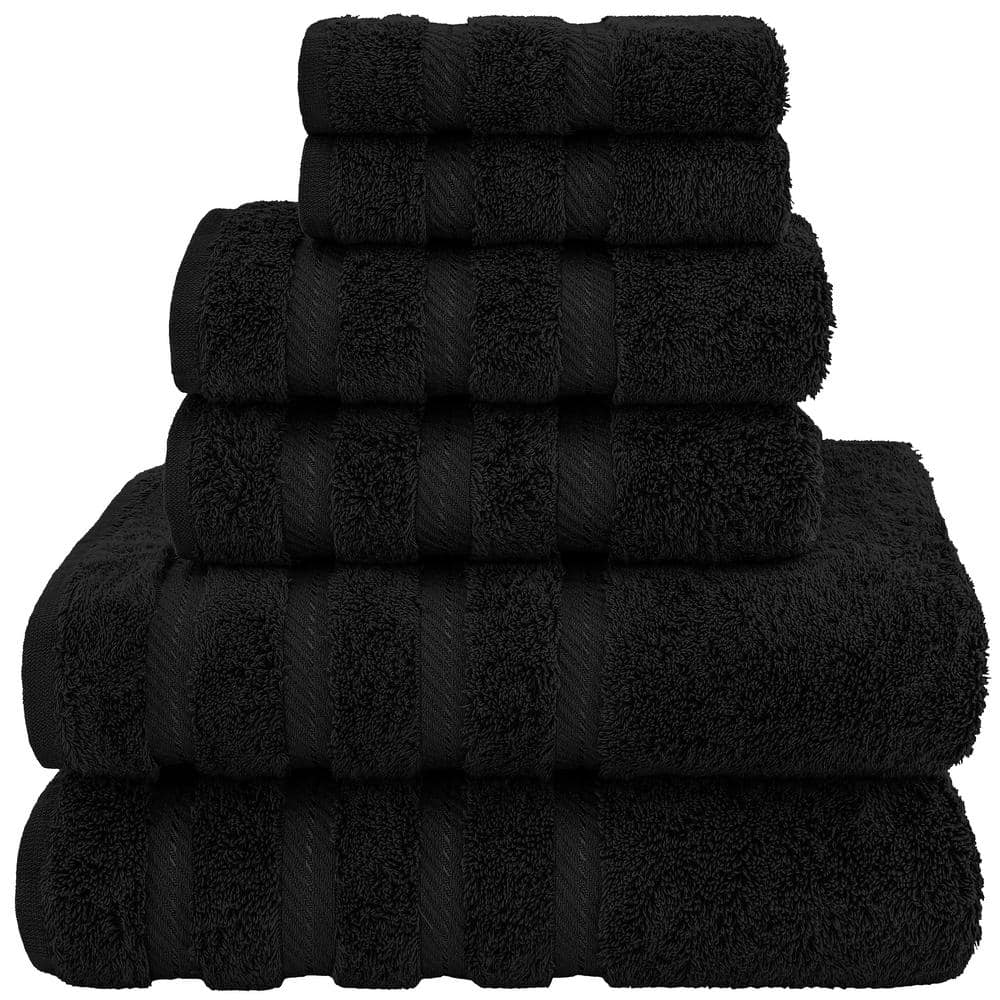 Mellanni Hand Towels 100% Cotton 16 inchx28 inch, 6 Pack, Black, Size: 16 x 28