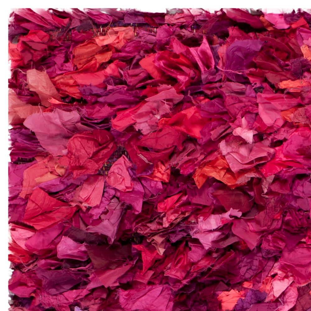Fuchsia Multi Round Tufted Shag Area Rug, 3' x 5'