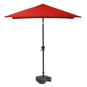 9 ft. Steel Market Square Tilting Patio Umbrella with Umbrella Base in Red