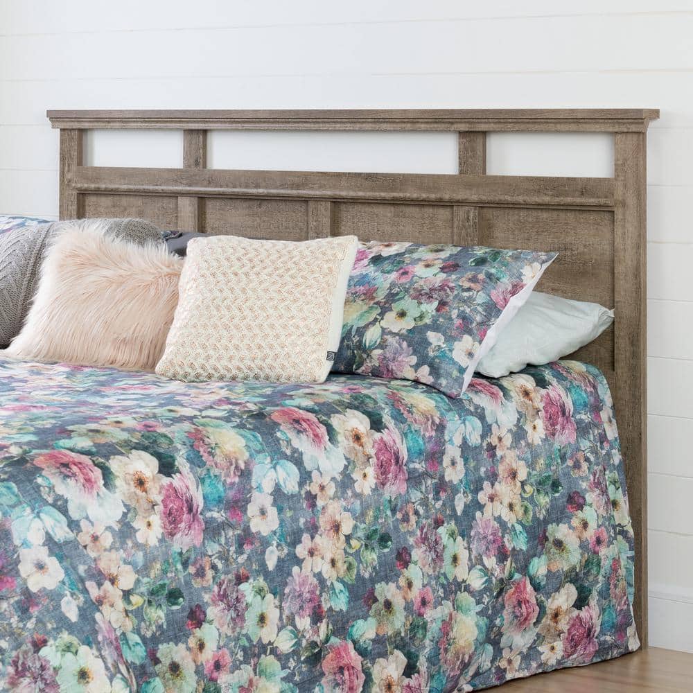 Versa Weathered Oak King Wood Headboard with Vertical Laths