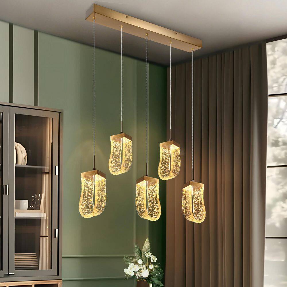 Aeyilana 5-Light Dimmable Integrated LED Plating Brass Chandelier with Goldleaf Resin Shades price history on PriceWatchPro