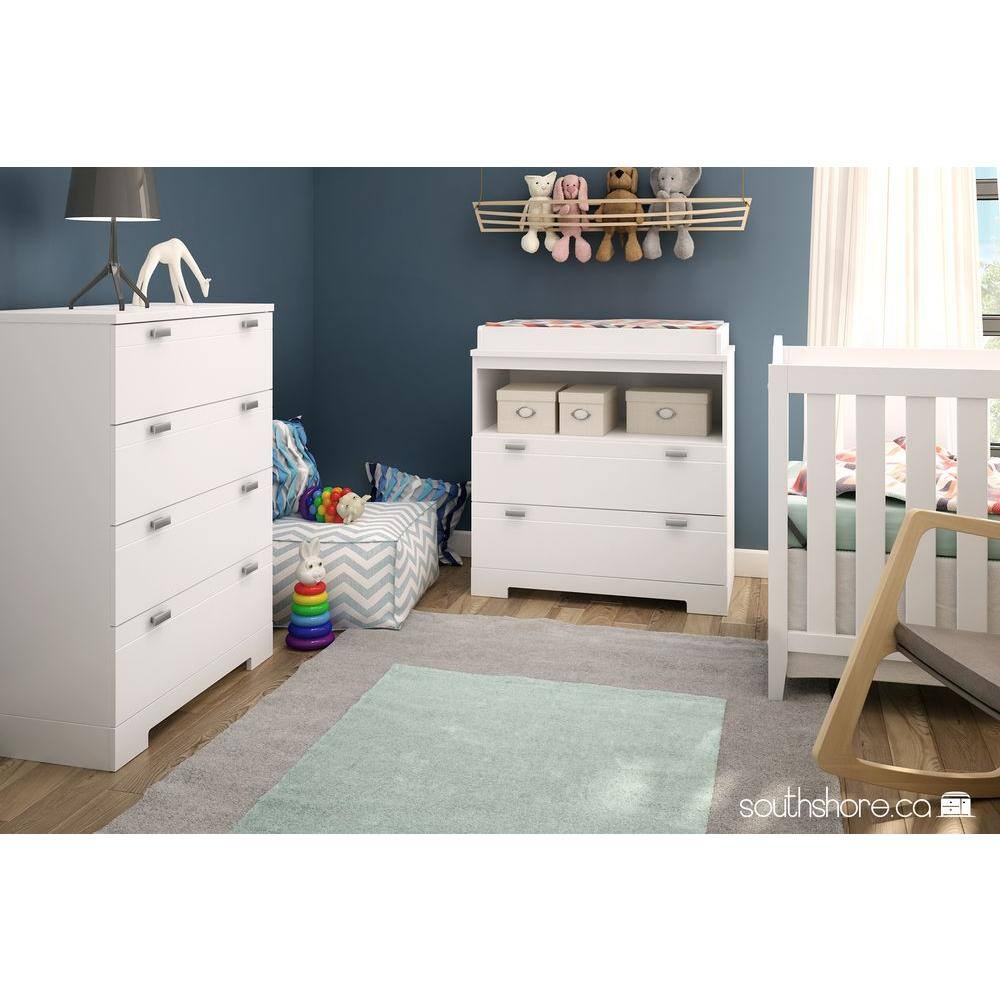 Elegant Pure White 4-Drawer Nursery Dresser with Deep Storage