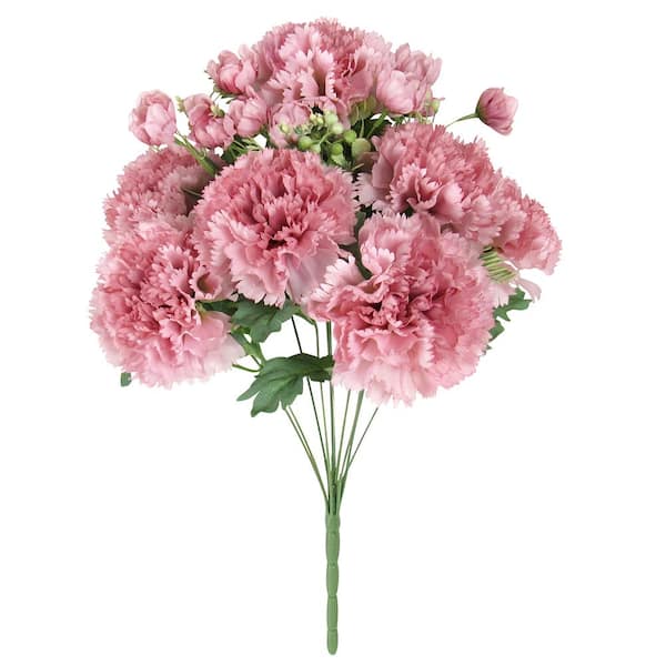 18 in. Mauve Artificial Carnation Flower Stem Bush Bouquet (Set of 2)