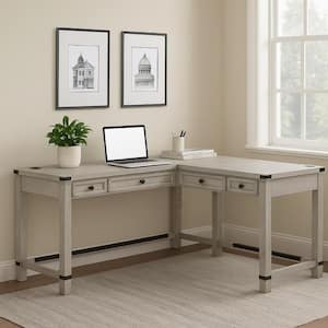 Hanover 73 in. White Metal Standing Electric Desk with Adjustable