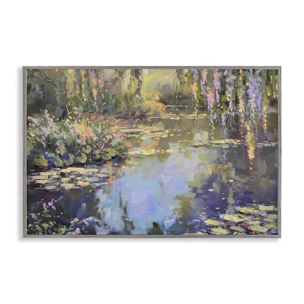 Stupell Industries Morning on Lily Pond by LSR Design Studio Gray Framed Nature Giclee Art Print 12 in. x 18 in.