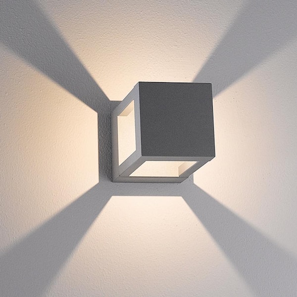 1-Light Marine Grey Outdoor Integrated LED Wall Lantern Sconce