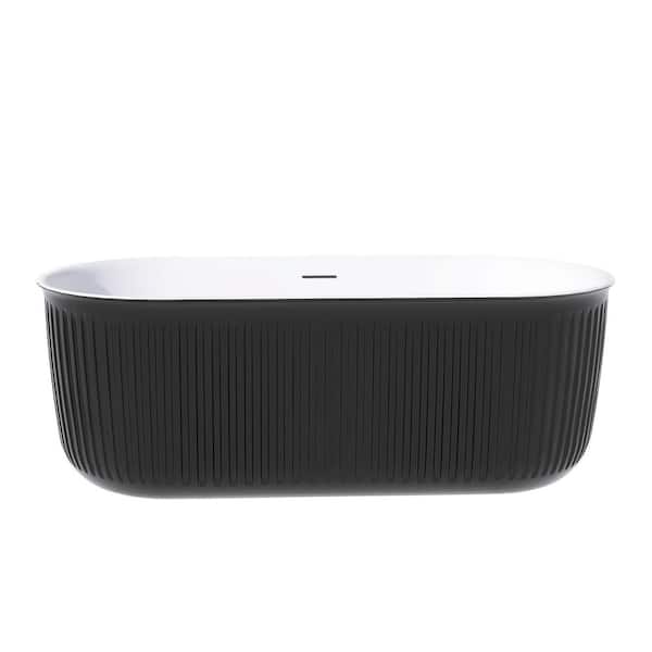 JimsMaison 67 in. x 31 in. Acrylic Freestanding Soaking Bathtub in Glossy Black
