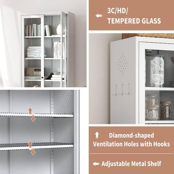 Damodpoy 5 Adjustable Shelves 72 in. H White Metal Garage Side
