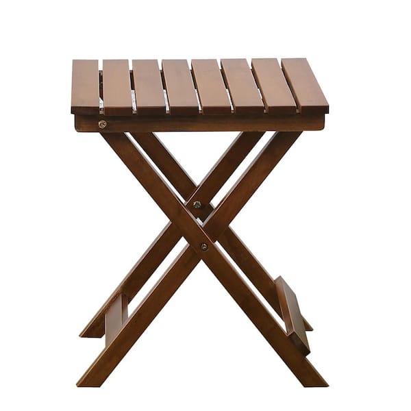 Unbranded Adirondack Square Portable Wood Folding Outdoor Side Table for Coffee, Brown