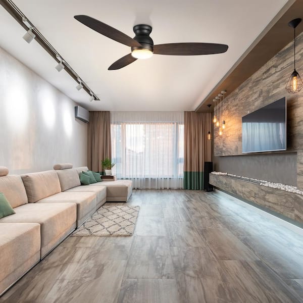 Trendsetter 60 in. Dimmable LED Indoor/Outdoor Black Smart Ceiling Fan with Light and Remote, Works w/Alexa/Google Home