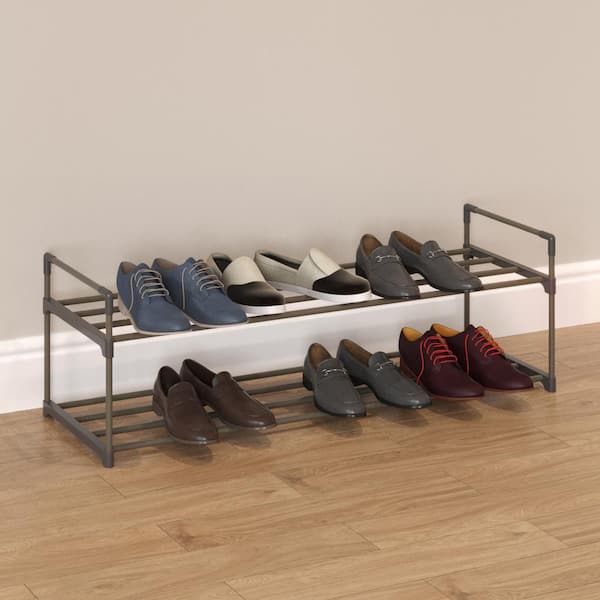 Coonoor 2-Tier Long Shoe Rack Storage for Wide Shoe Shelf Organizer ,Silver