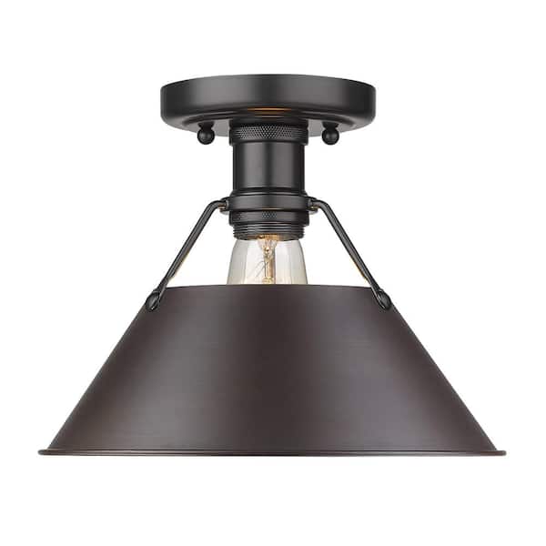 Golden Lighting Orwell 10 in. 1-Light Matte Black Flush Mount