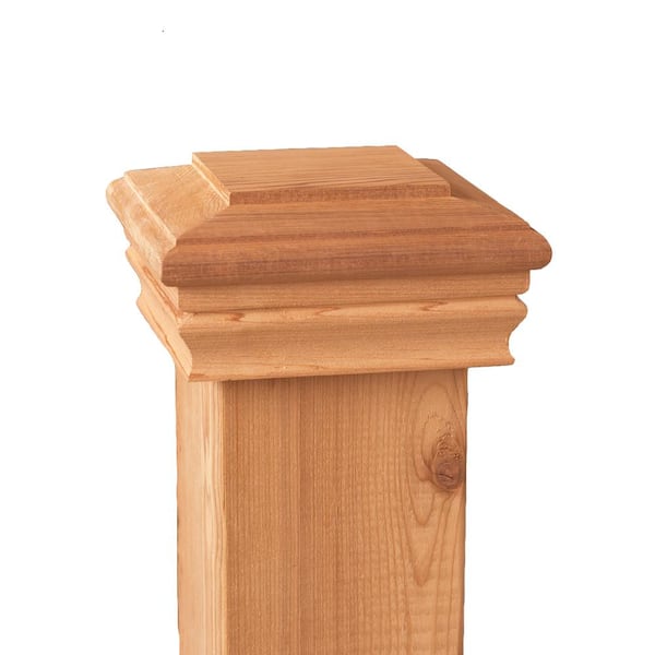 Deckorators 4-in x 4-in Newport Classic Wood Redwood Deck Post Cap