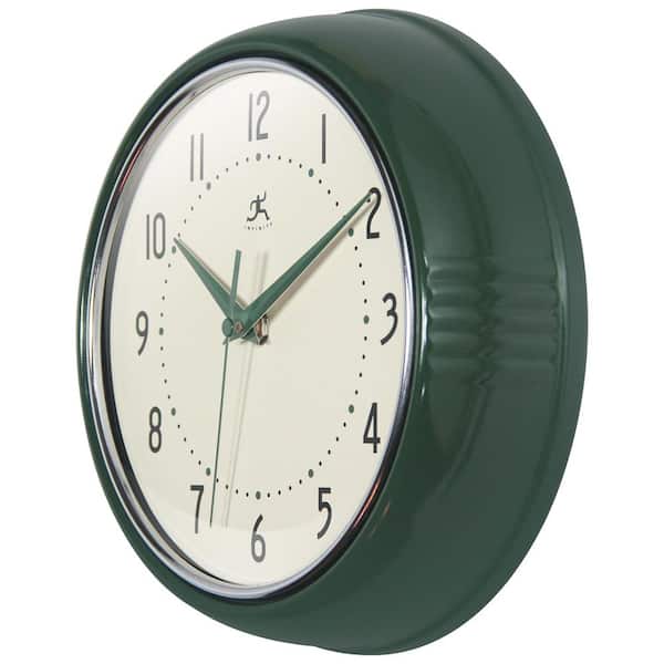Infinity Instruments Retro Round Hunter Green Aluminum Wall Clock