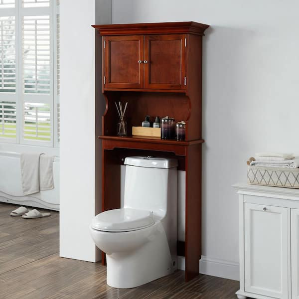 Home Decorators Collection Hampton Harbor 24.25 in. W x 66.5 in. H x 10.5 in. D Brown Over-the-Toilet Storage