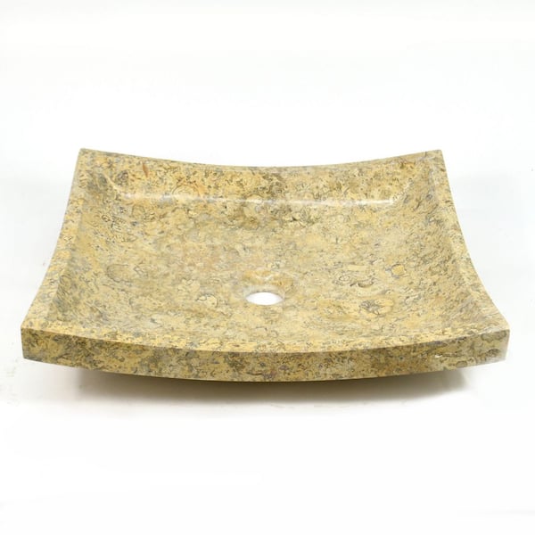 Rectangle Marble Stone Vessel Sink in Fossil