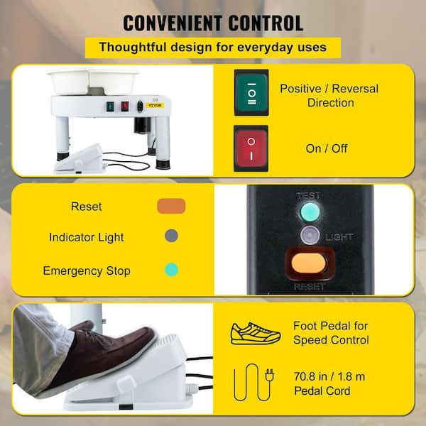 VEVOR Pottery Wheel, 14in Ceramic Wheel Forming Machine, 0-300RPM Spee –  ATX Fine Arts