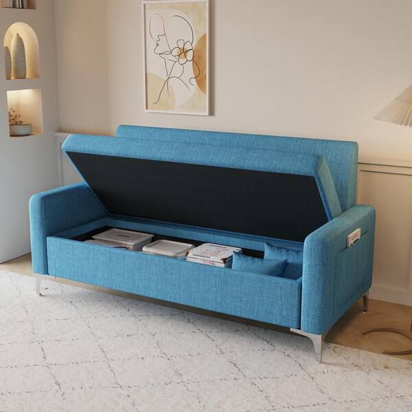 1/26迄 rikoao sofa navy Z-joyee 57 in Wide Square Arm Cotton and Linen Rectangle